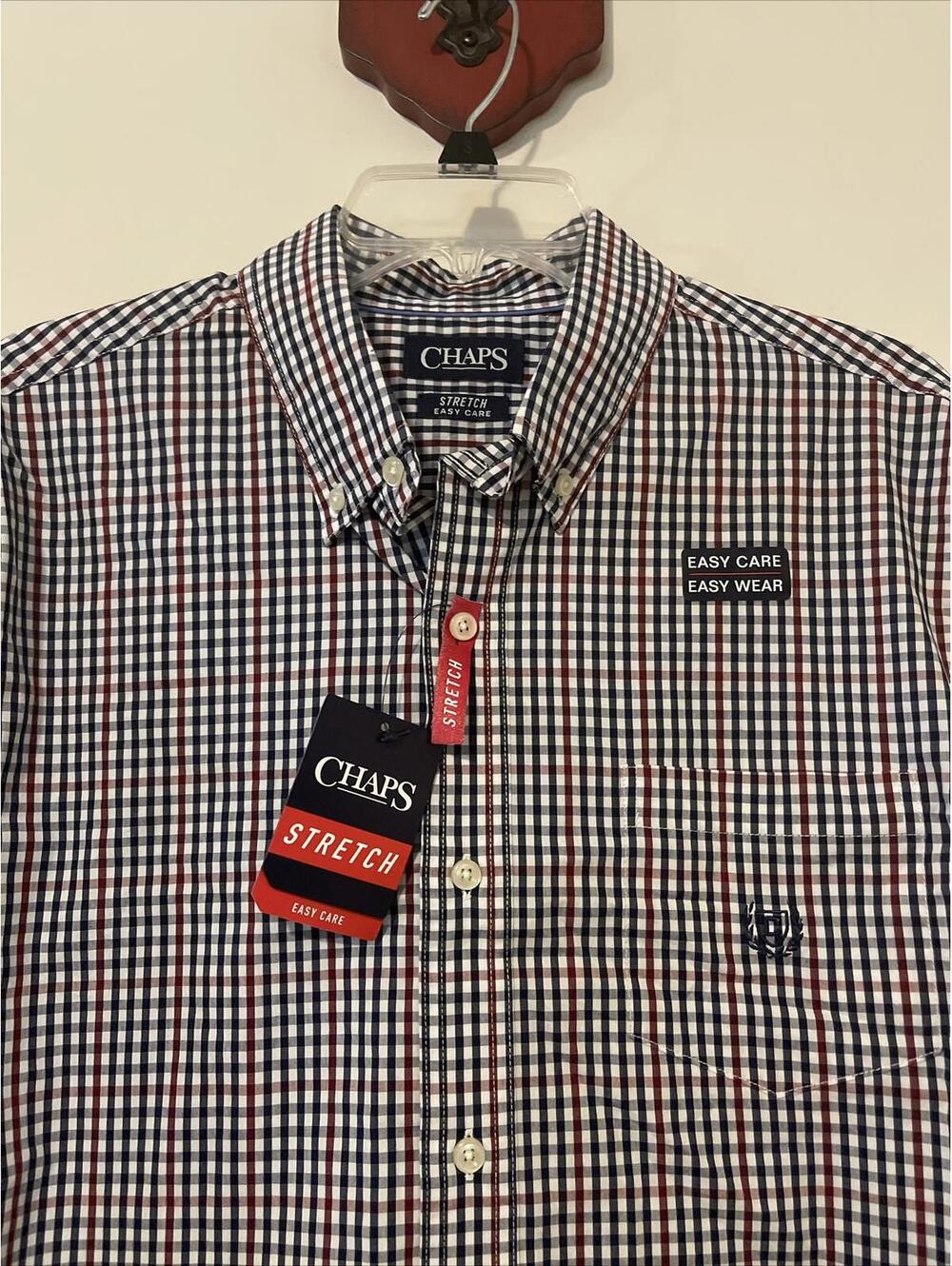 Chaps Mens Large Blue Striped Full Button Long Sleeved Shirt NWT! A3297 - Picture 2 of 6